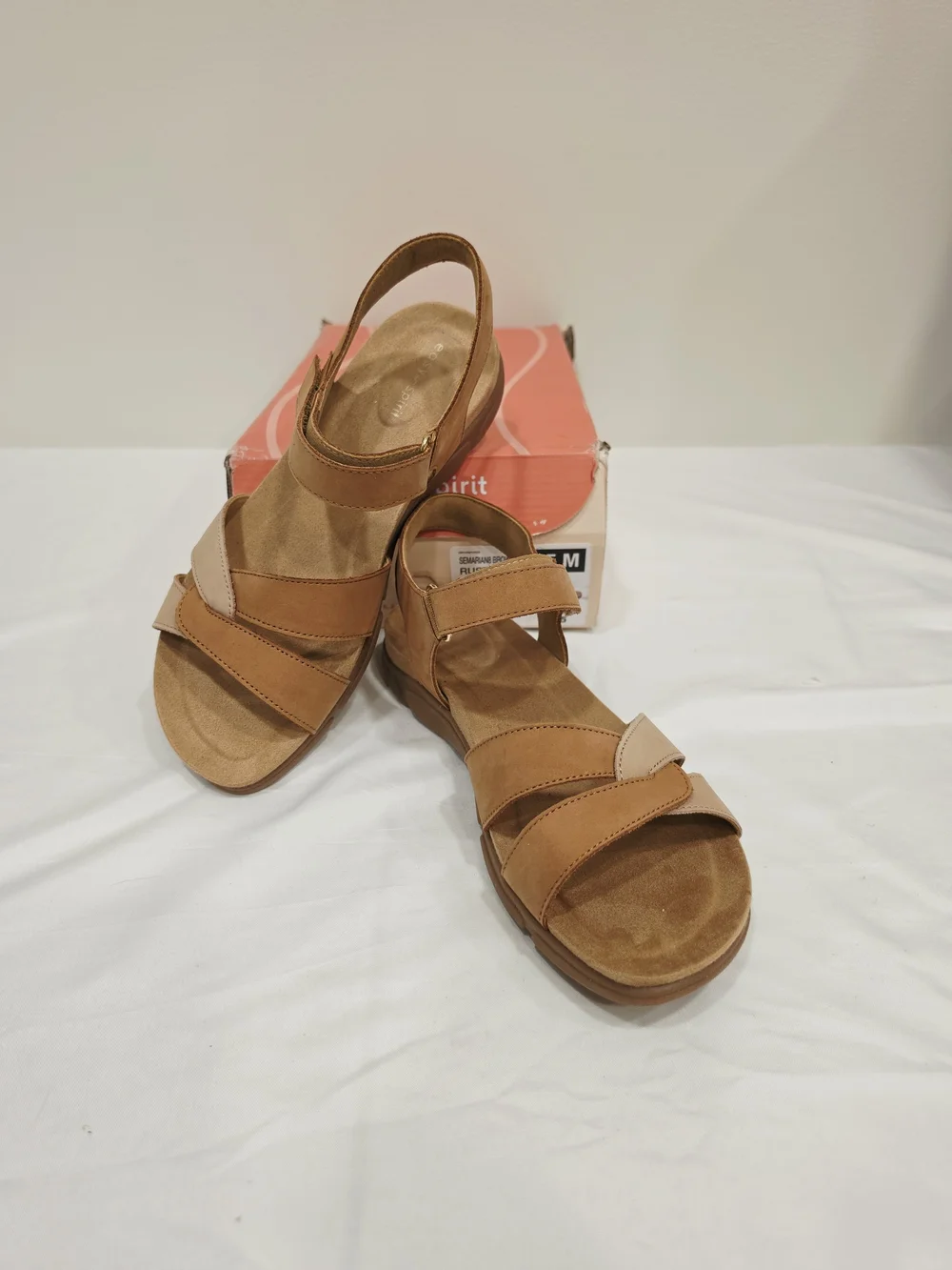 Easy Spirit Women's Semarian Two-Tone Rust Tan Slingback Sandals
